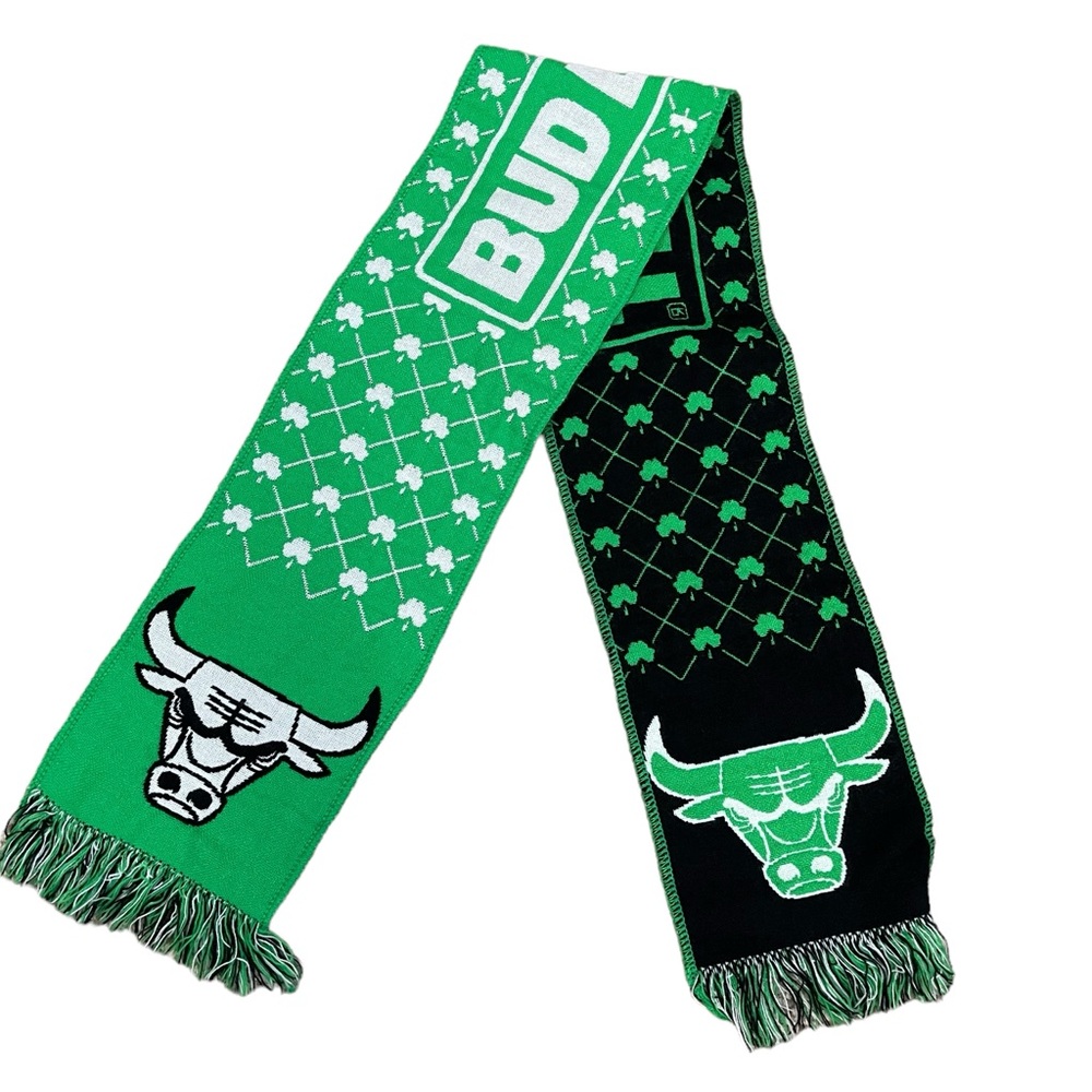 Chicago‎ Bulls bud light St Patrick’s Scarf Memorabilia Fringe Green